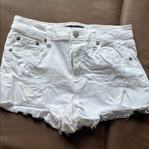 White Distressed Denim Shorts